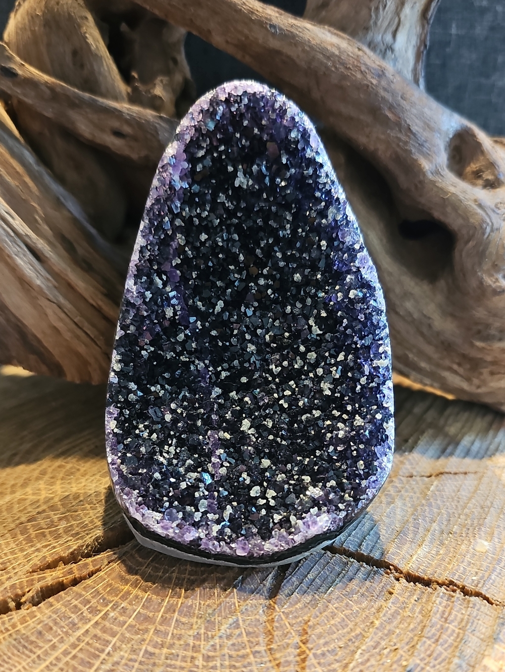 Uruguayan Amethyst Cutbase Display - Deep Purple Crystal Accent